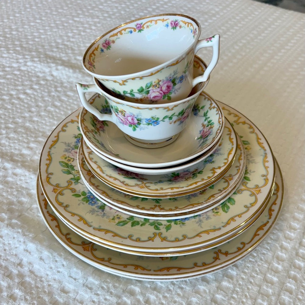Vintage Old Ivory Rose Pattern Dinnerware Set